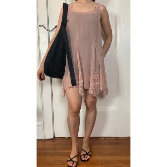 Free people floral pattern beaded sheer mini dress - Picture 2 of 5